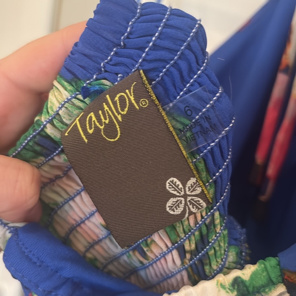 NWT Taylor Royal Blue Floral Maxi Dress - Picture 8 of 9